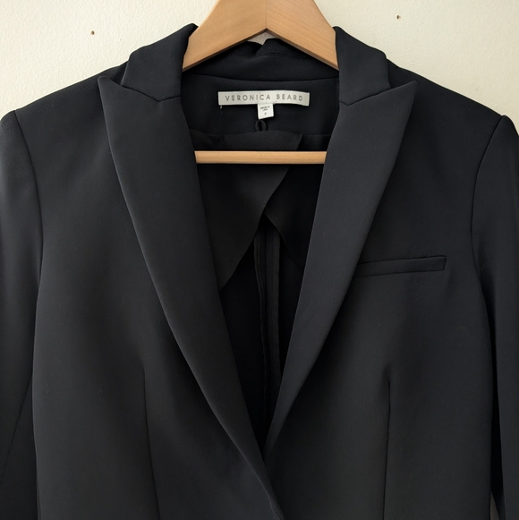 Veronica Beard Scuba Dickey Jacket Blazer Black Size 2 Stretch Tailored Classic - Picture 5 of 13